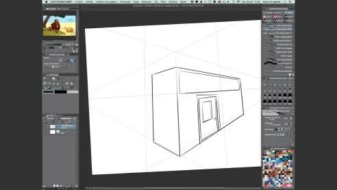 The rules of perspective help us, for example, in the drawing of buildings.