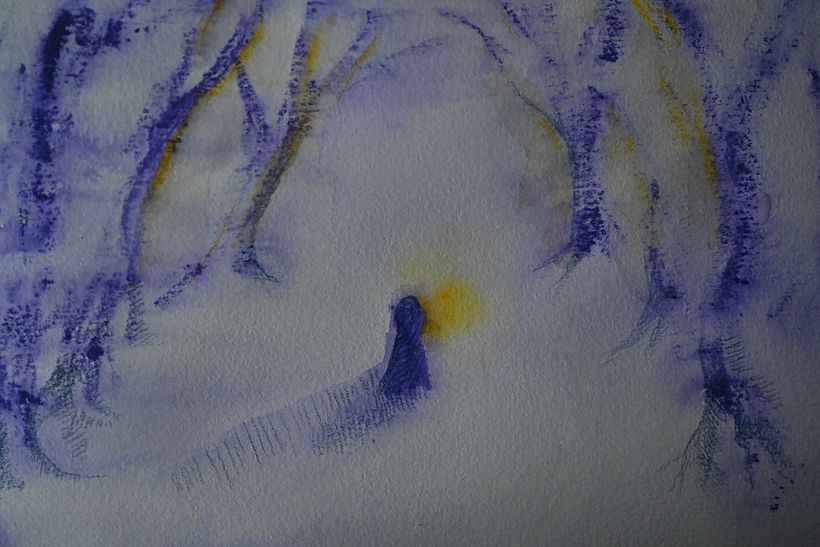 I dried the paper, which was really wet as I glazed it all with a very wet brush. I didn't want to smudge all of the pigment.