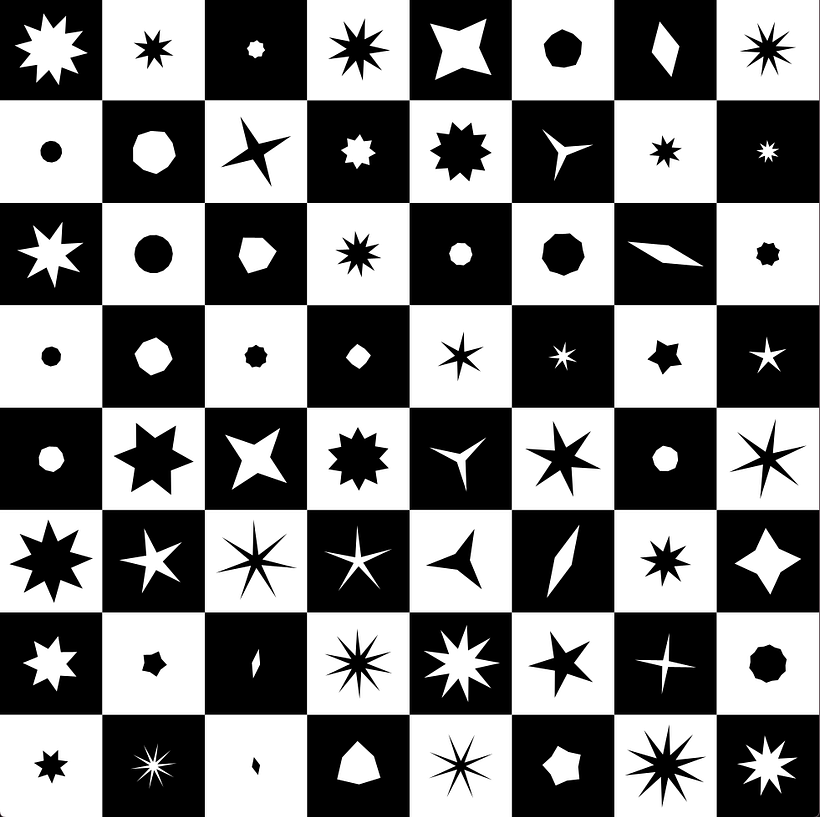Me gusta el arte minimalista y decidí basarme en un tablero de ajedrez para representar lo que quería.