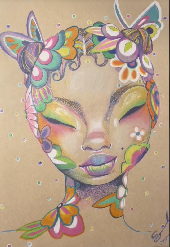 A lapices de color use de referencia una obra de uno de mis ilustradores favoritos Bahopam