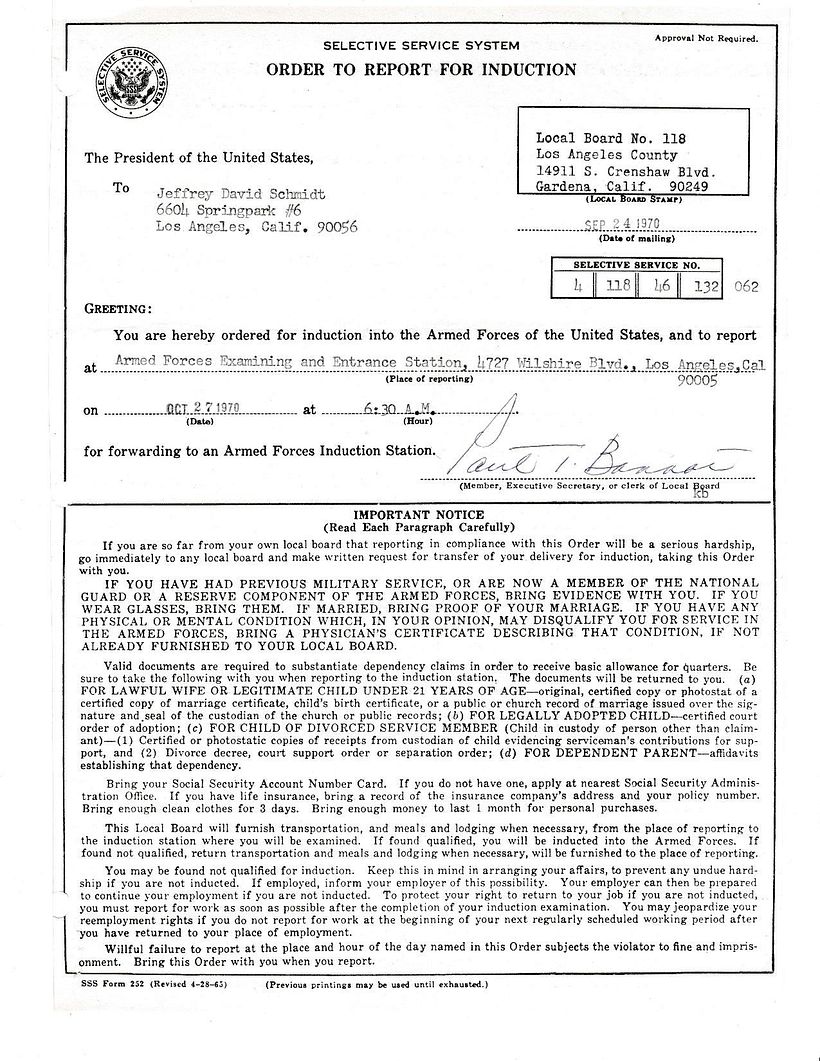 Reference - 1970s Conscription Letter