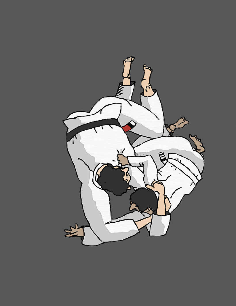 Digital illustration. Takasui sketches. Anconda choke set up from side control. (c)2024
