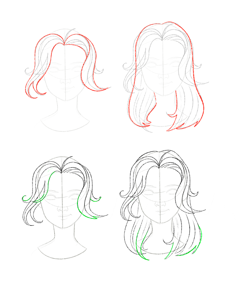 how to draw hair step by step