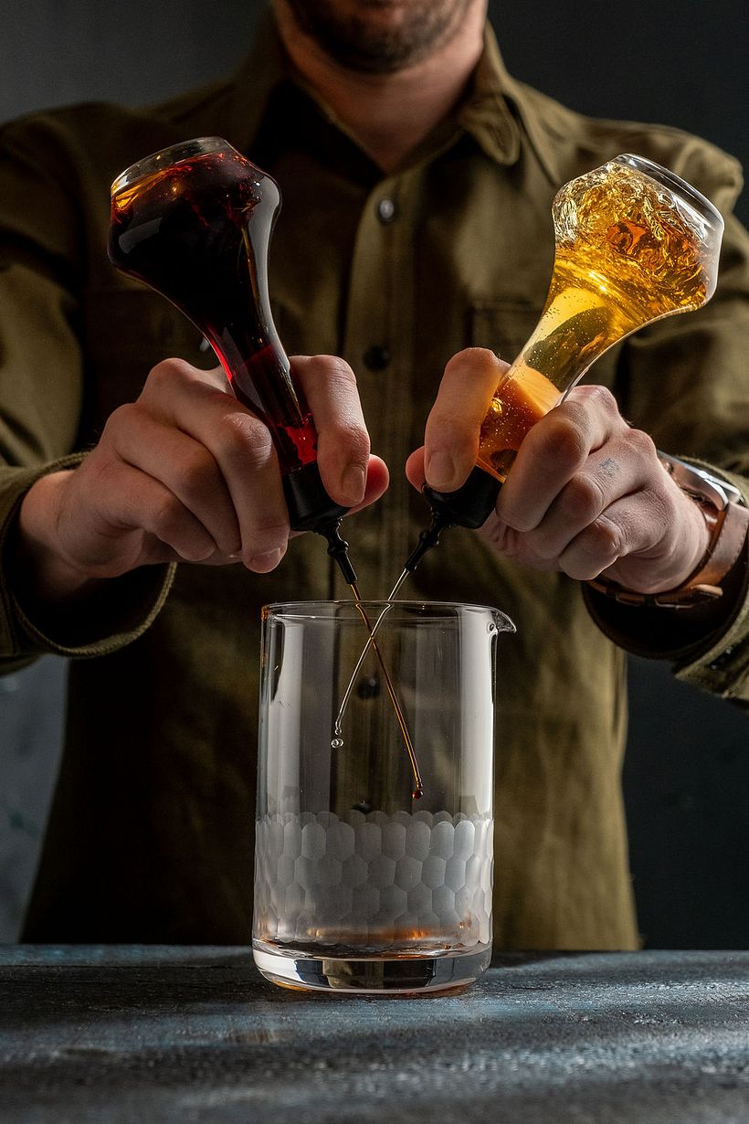 Cocktail making process shot in-studio