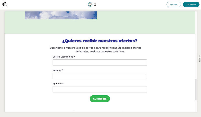 Ejemplo de integración de suscripción al newsletter en página web