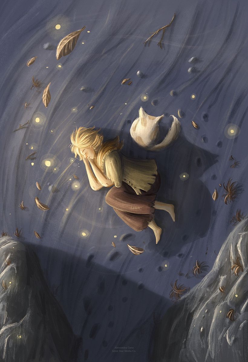 Shasta sleeps between the ancient tombs, guarded by a mysterious cat.