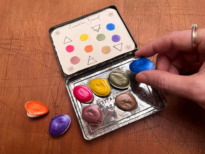 Peinture aquarelle métallique faite main, Florencia Alvarez