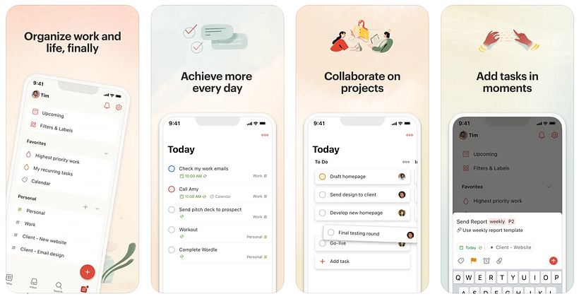 Todoist app to keep track of things