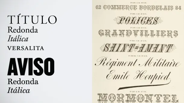 At the bottom, various typefaces display