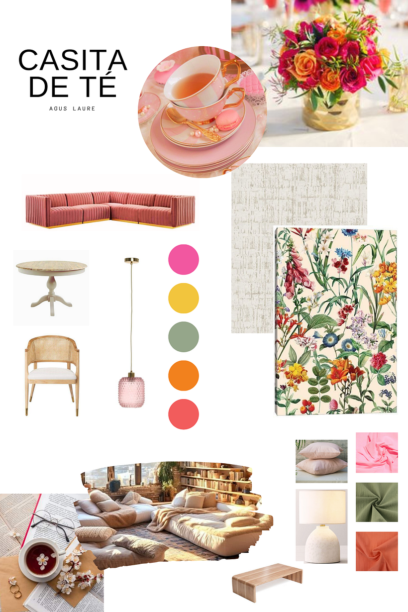 Este mood board viene a acompañar la idea de la creacion de un espacio para tomar el te y aprovechar la lectura