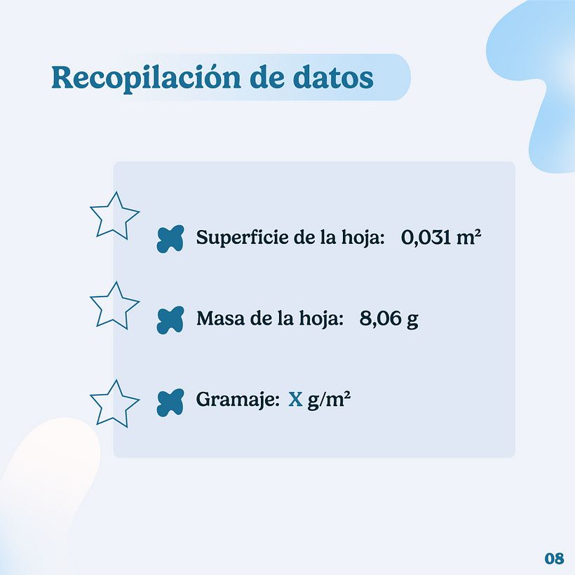 Cálculo del gramaje de una hoja 8