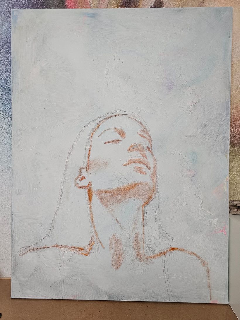 My project in Experimental Portraiture: Fusing Oil, Acrylic, and Spray Paint course 2