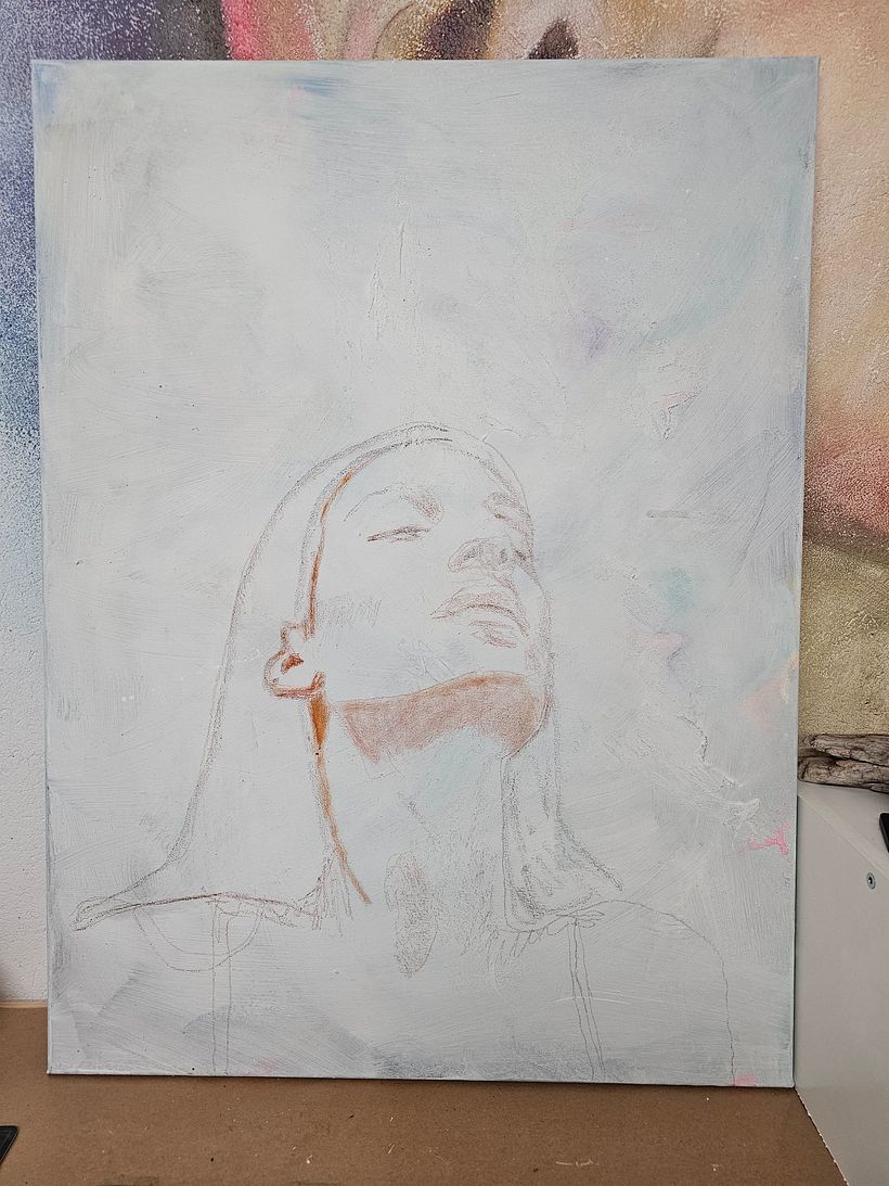 My project in Experimental Portraiture: Fusing Oil, Acrylic, and Spray Paint course 3