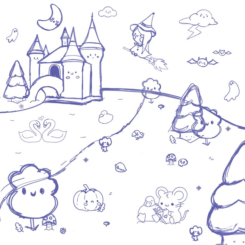 Second sketch with a more detailed idea of where I wants things to be in