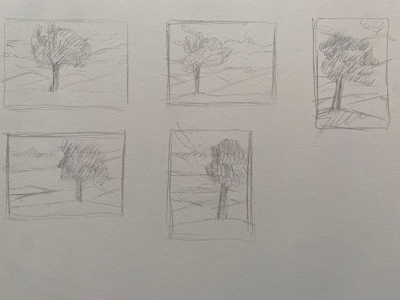 Alcuni schizzi per eplorare diverse composizioni / Some sketches to explore different compositions