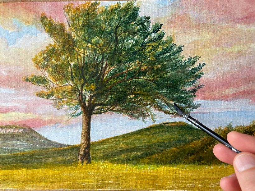 Strato dopo strato, il dipinto raggiunge maggiore definizione / Layer by layer, the painting achieves greater definition