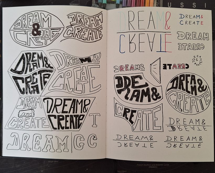Then I had this cool idea with mirrored letters where one word would spell out the other.