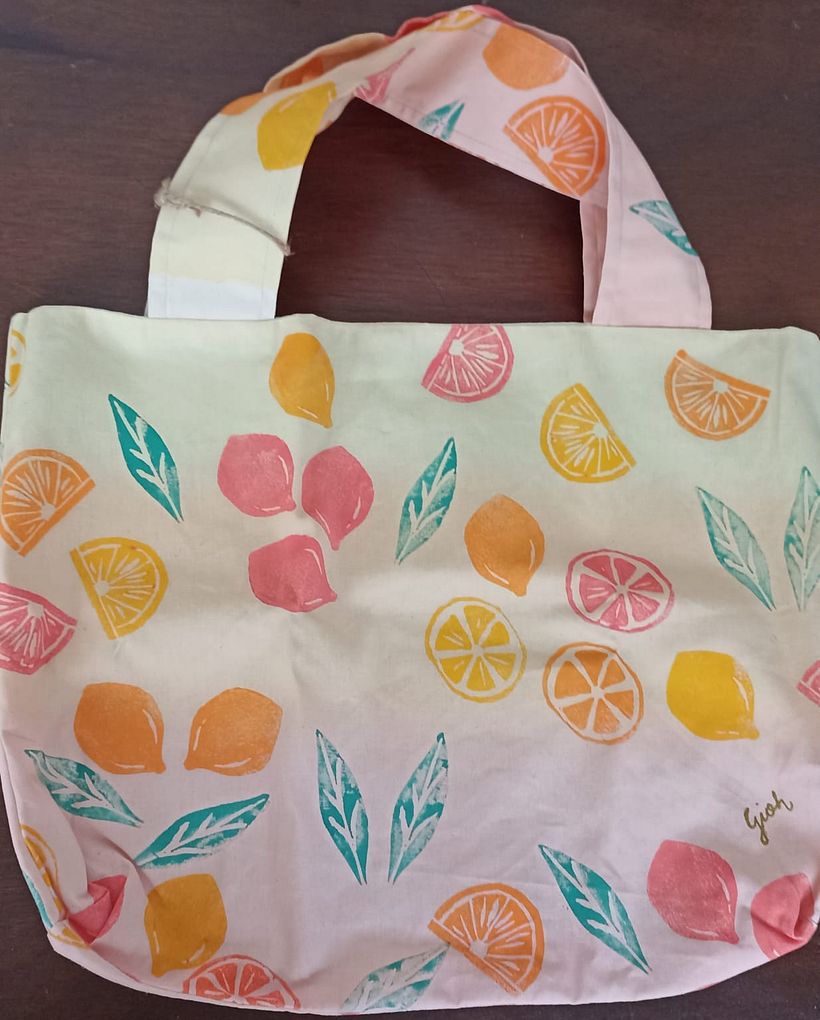 Tote bag em algodão cru para coleção Folha e Fruto Gaia