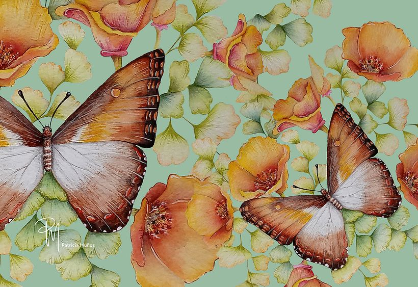 Mi proyecto del curso: Dibujo y composición naturalista en acuarela - Flores y Mariposa 1