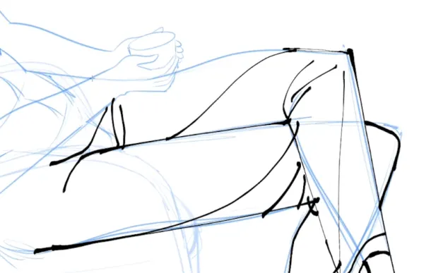 The parallel lines of the two legs create a strange continuity effect and should be avoided.