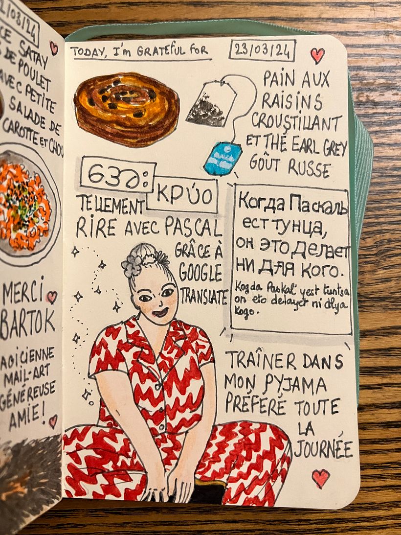 Hanging out in my favorite lounge pyjama, sharing sultana rolls and Earl Grey with husband and laughing a lot being silly