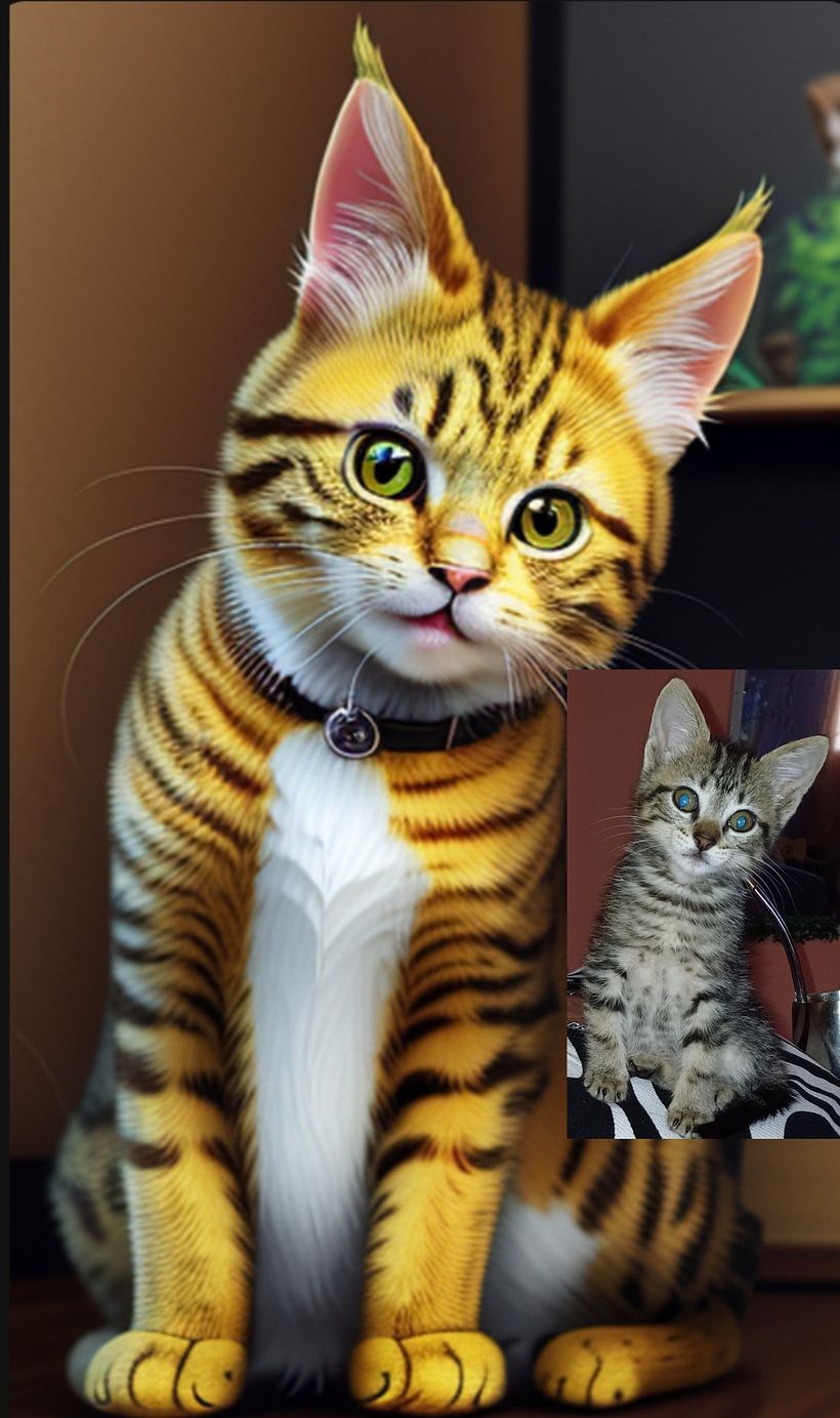 Elegí la imagen del gatito y con la Aplicación Arte en IA, realicé el cambio. Capaz no me explico bien  ya que soy nueva en e
