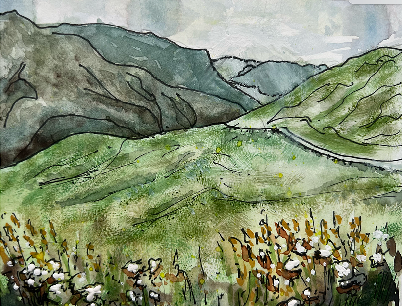 While waiting for my glaze to dry I turned my rough sketch with the colour choices into this. 