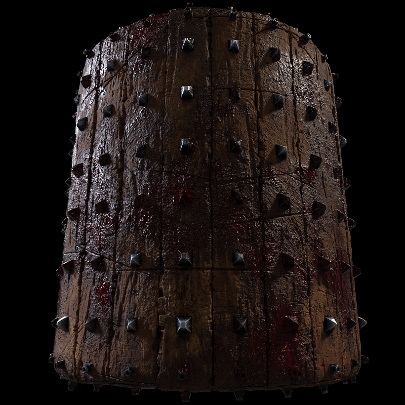 Medieval Wooden barricade with spikes and blood! 100% Procedural 2