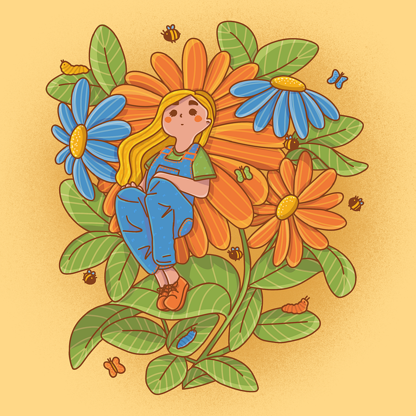 Meu projeto do curso: Retrato ilustrado com elementos botânicos 1