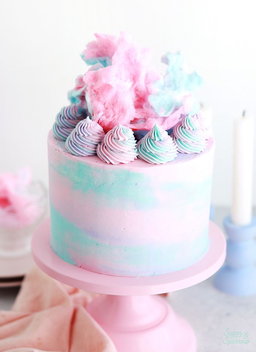 Whimsical Cotton Candy Watercolor Cake 4