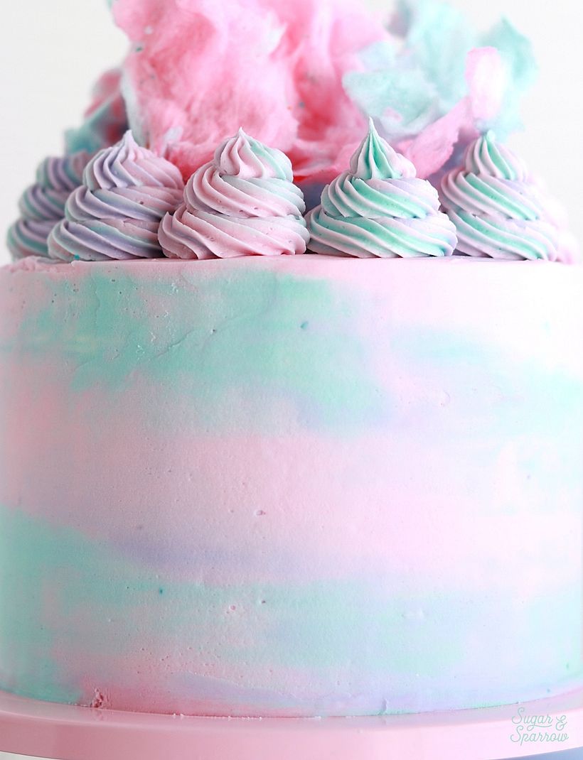 Closeup of the pastel watercolor buttercream