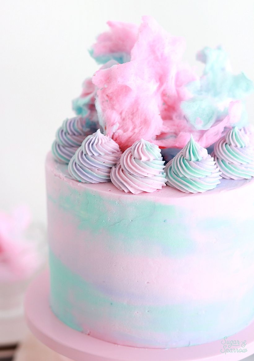 Whimsical Cotton Candy Watercolor Cake 7