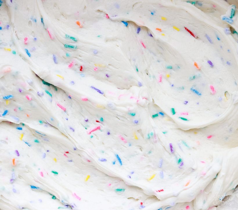 closeup of the funfetti buttercream