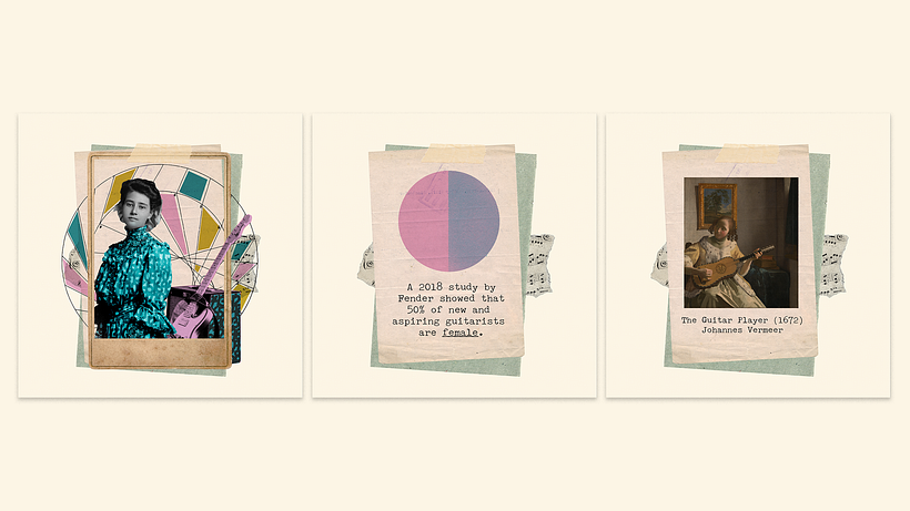 The original statistic that inspired the collage, and inspiration from The Guitar Player by Vermeer