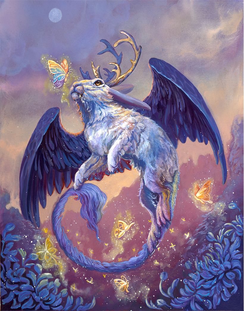 "Wolpertinger" Acrylic Ink on Watercolor paper