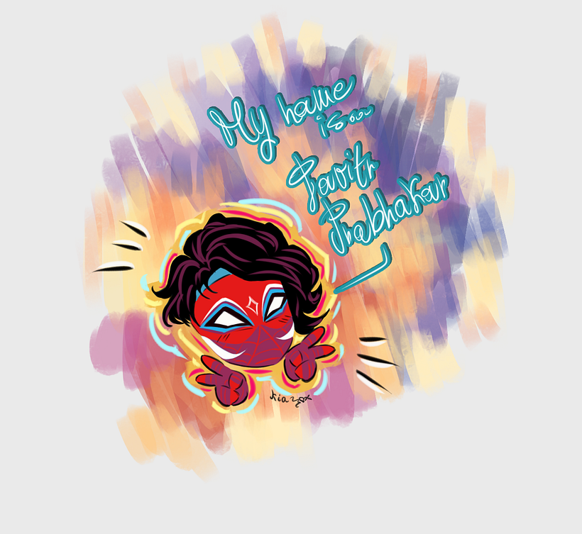 Mini Pavitr from "Spider-man Across the Spider-verse" in my style