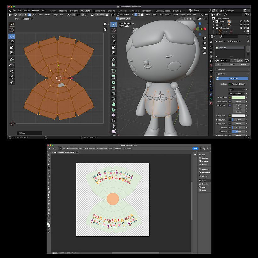 Modeling + UV Maps Texture
