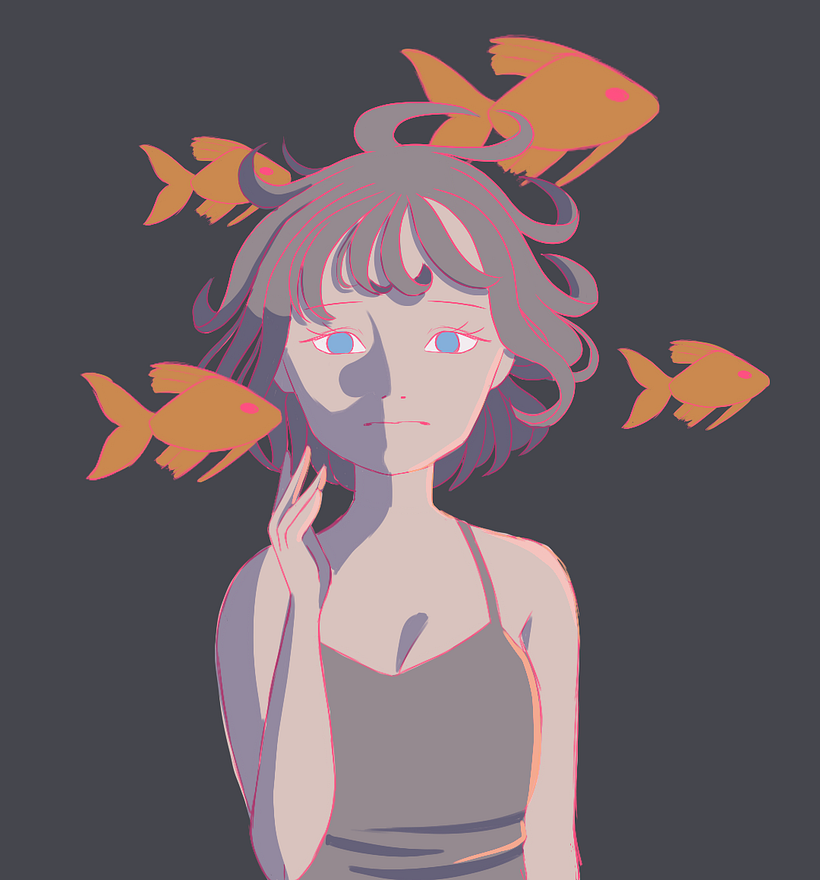 Luego aplique los colores base con algunas sombras para guiarme y al final lo coloree 