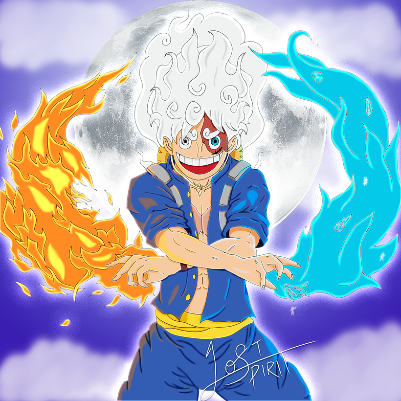 Illustration of the character luffy from One Piece fused Todoroki Shoto from MHA . Commissions open🔥 .  #ONEPIECE  #luffy  #