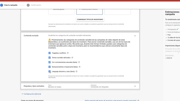 Be aware of sensitive content categories