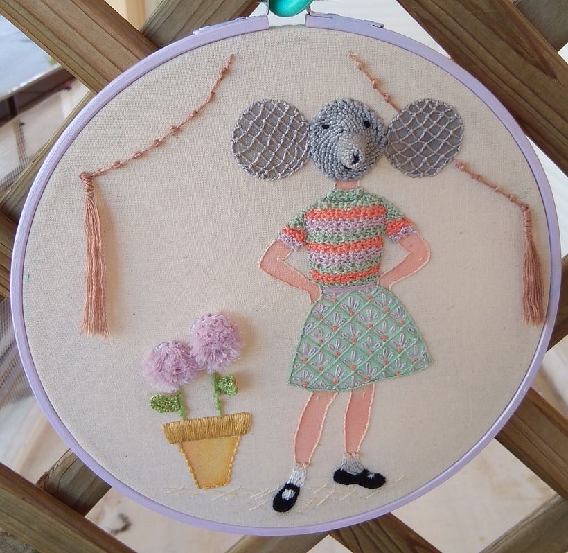 My project for course: Raised embroidery using the knot lace technique 1