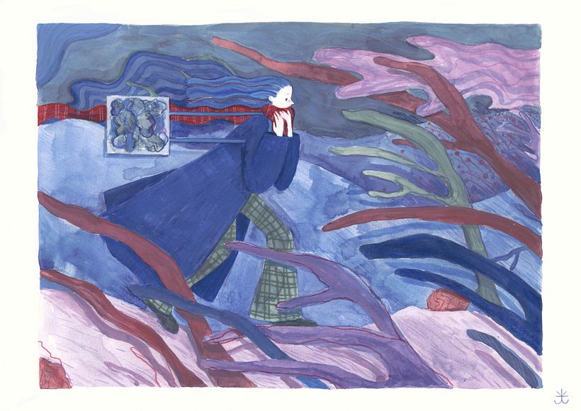 Illustrating emotions, this one is called "Zukunftsangst - afraid of the unknown"