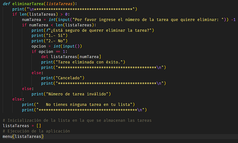 Función para liminar tareas
