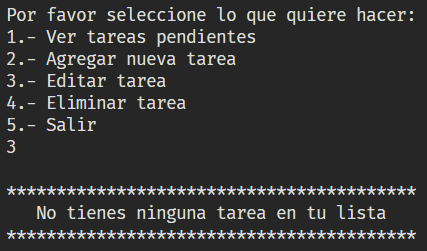 Si queremos editar cuando no hay tareas registradas