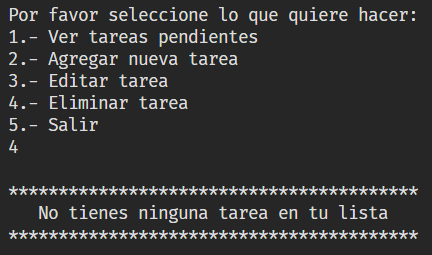 Si queremos editar cuando no hay tareas registradas