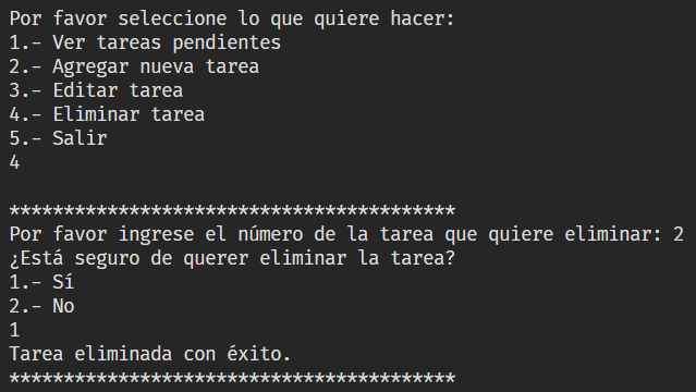 Eliminando una tarea