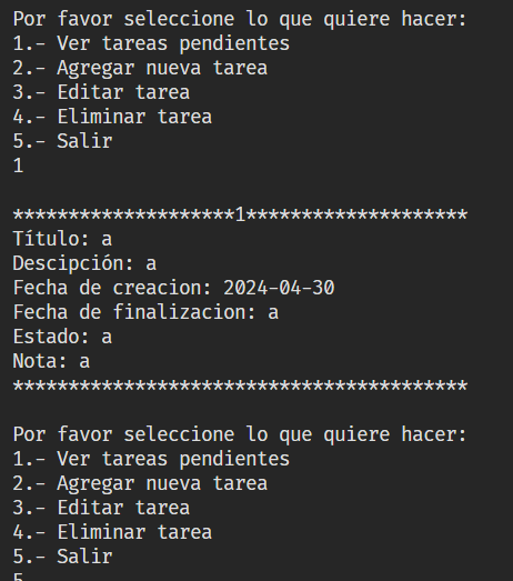 Mostrando la lista de tareas actualizada