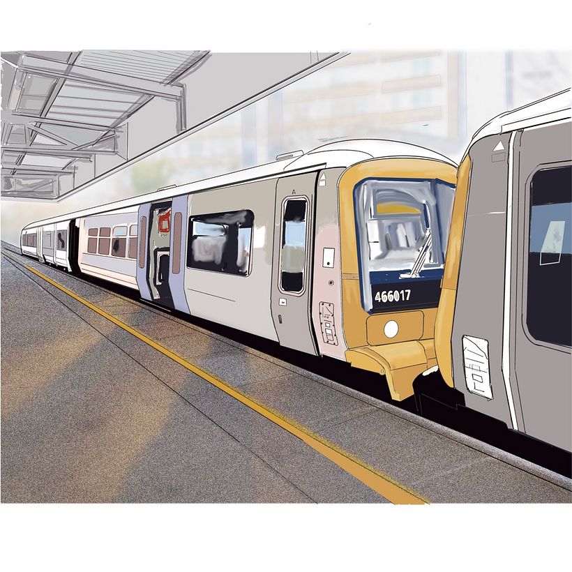 Train - drawn using Procreate