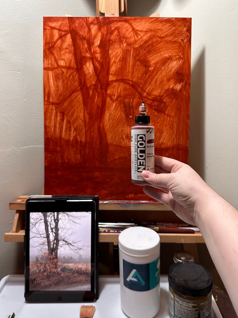 Underpainting complete! Just focusing on the major elements of my composition here.