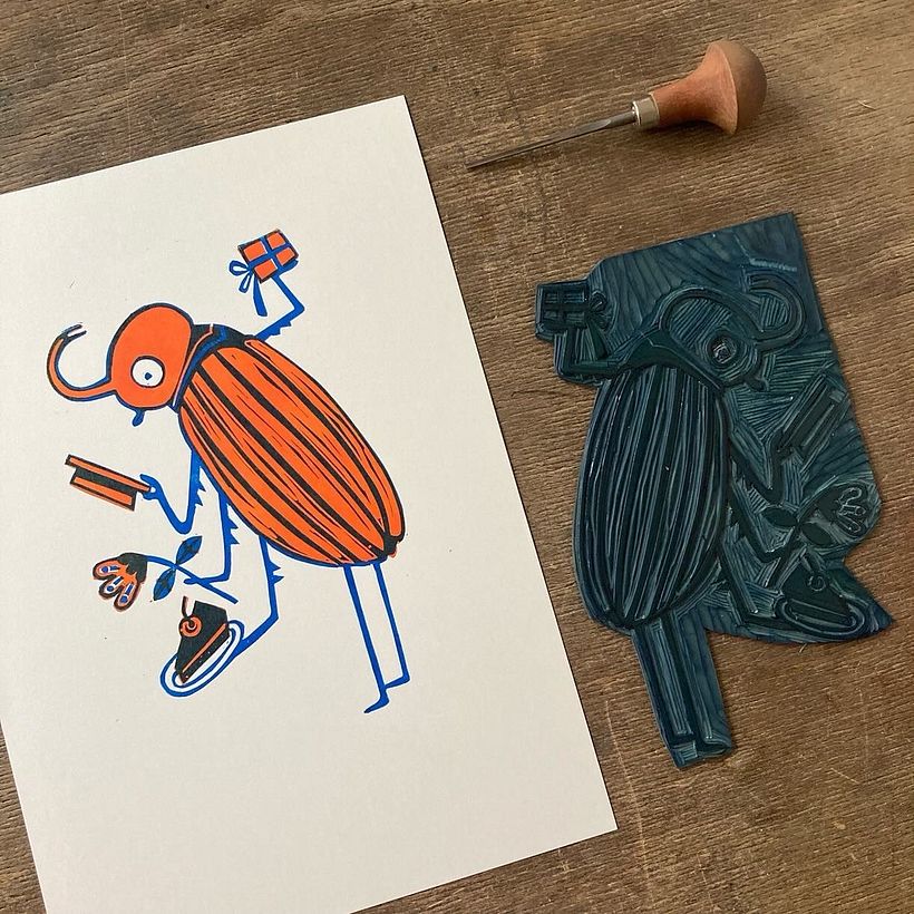 Wellwisher Linocut series 6